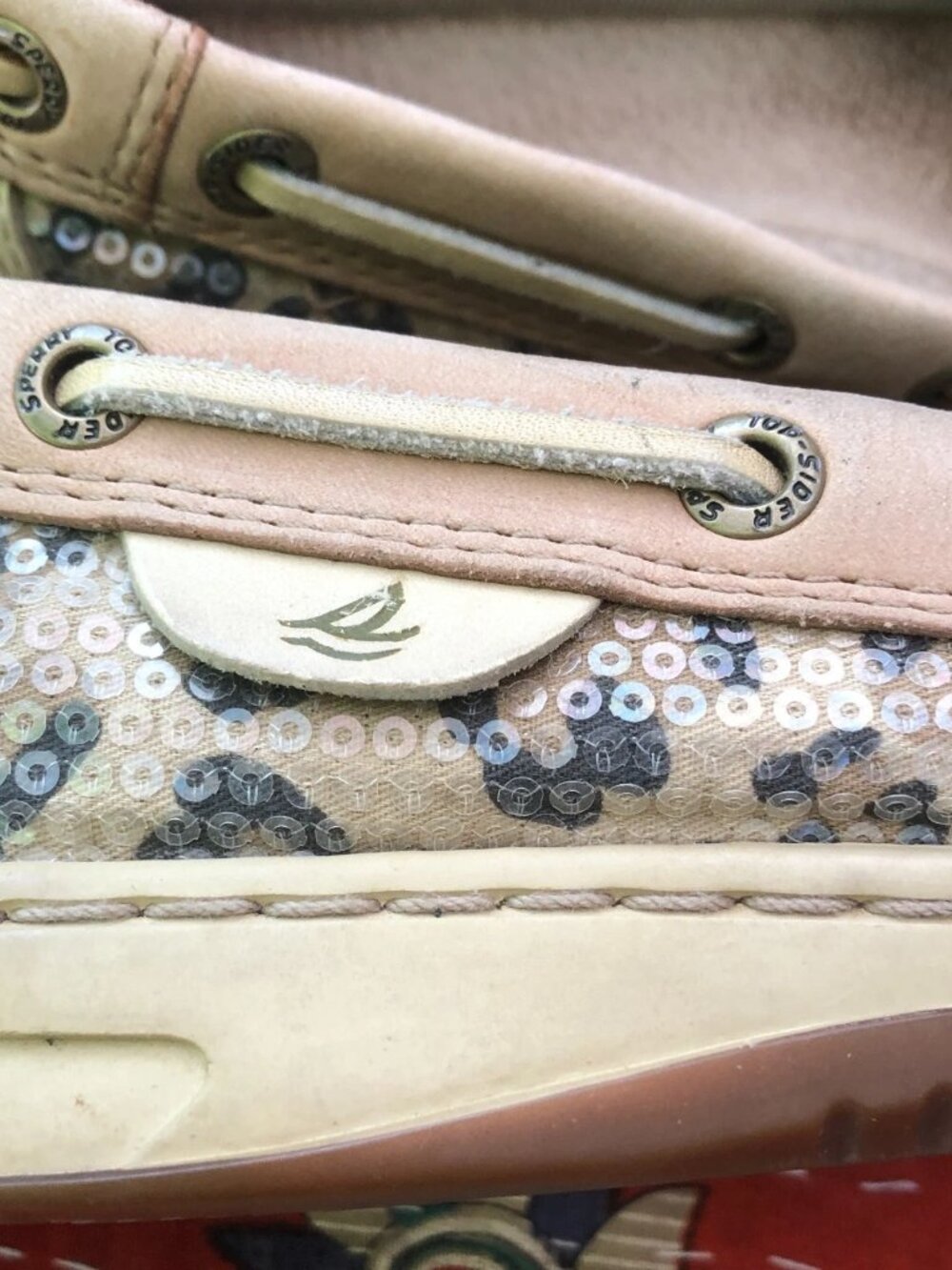 Sperry Top-Sider Angelfish Womens 7M Boat Shoes Loafers Leopard, subtle sequins - Picture 13 of 15